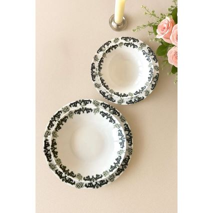 Ensemble de vaisselle 24 pièces blanc/vert/porcelaine