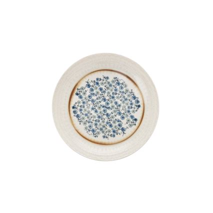 Ensemble de vaisselle 24 pièces bleu/beige/porcelaine