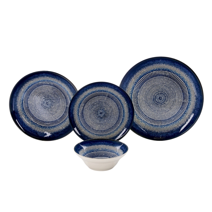 Ensemble de vaisselle 24 pièces bleu/céramique