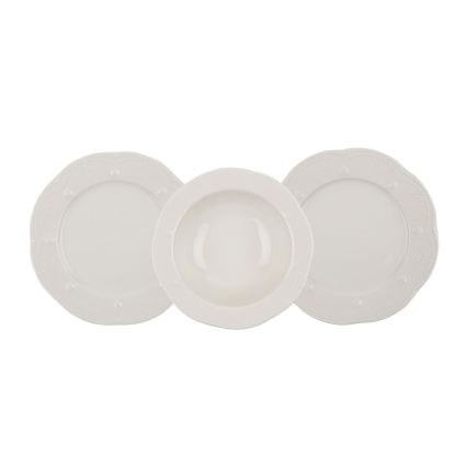 Ensemble de vaisselle 24 pièces crème/porcelaine