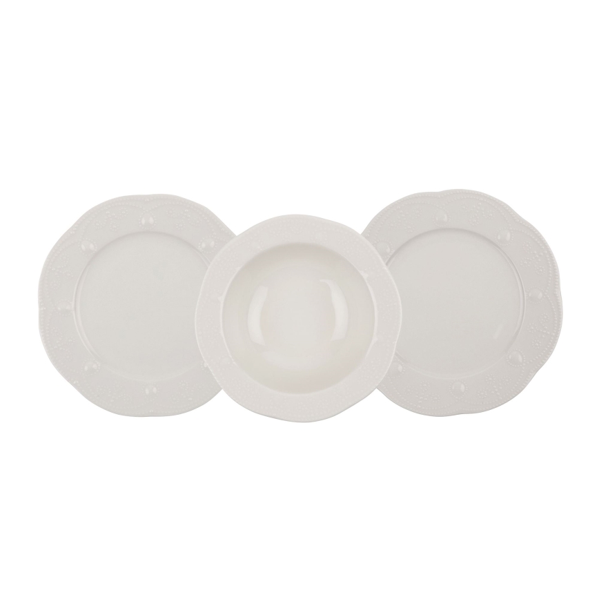 Ensemble de vaisselle 24 pièces crème/porcelaine