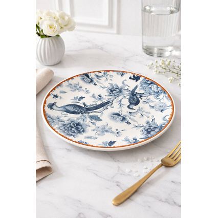Ensemble de vaisselle 24 pièces en céramique — blanc, bleu ou marron