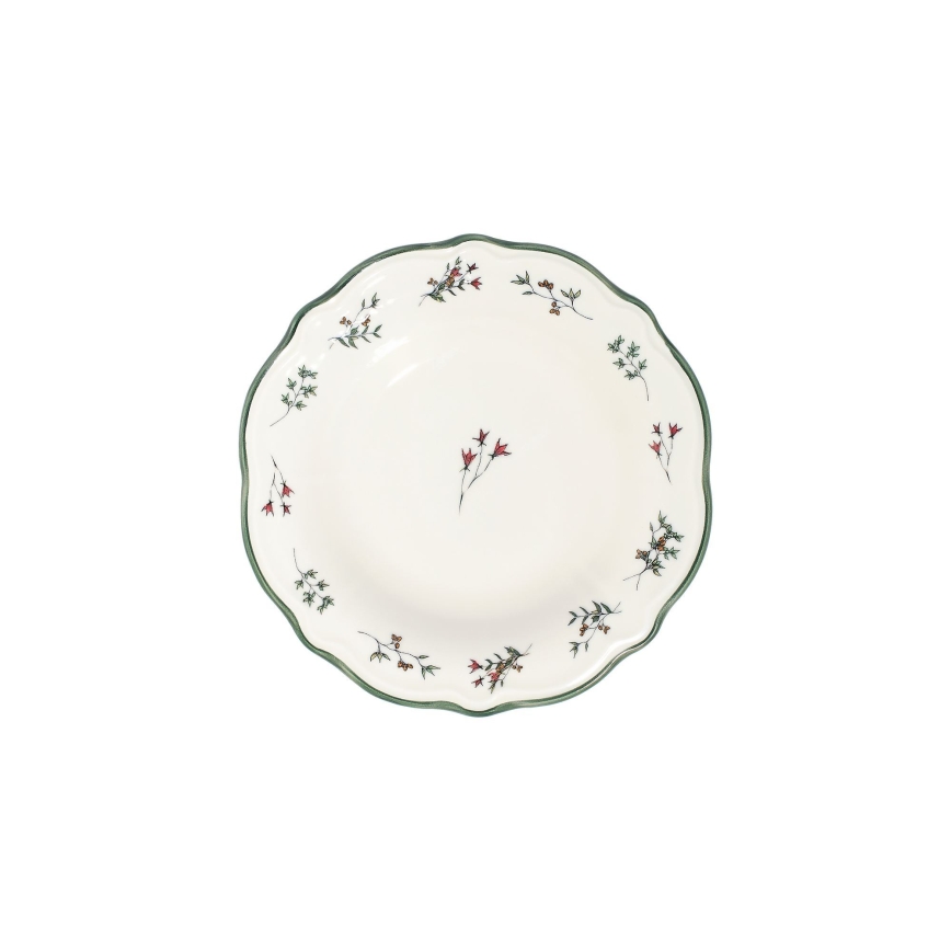 Ensemble de vaisselle 24 pièces en porcelaine, blanc/vert/rouge