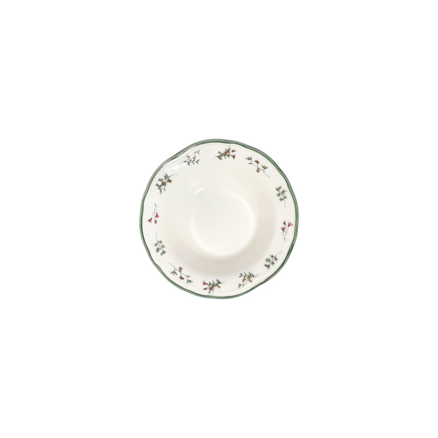 Ensemble de vaisselle 24 pièces en porcelaine, blanc/vert/rouge