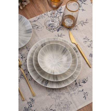 Ensemble de vaisselle 24 pièces en porcelaine, gris