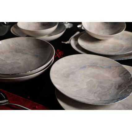 Ensemble de vaisselle 24 pièces en porcelaine, marron