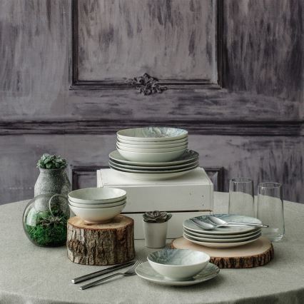 Ensemble de vaisselle 24 pièces en porcelaine, marron