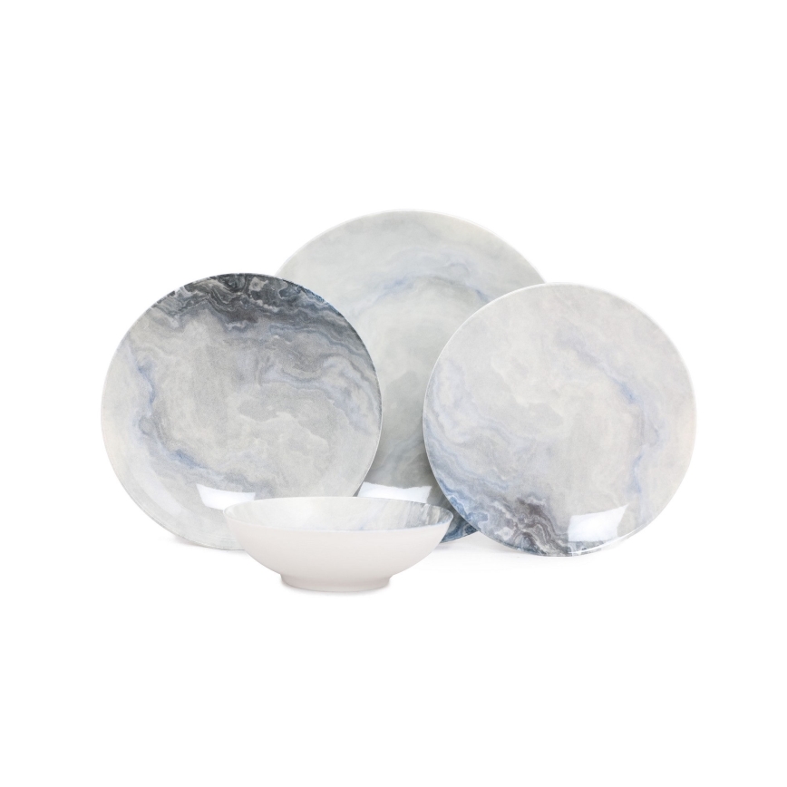 Ensemble de vaisselle 24 pièces en porcelaine, marron