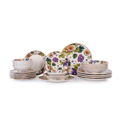 Ensemble de vaisselle 24 pièces, multicolore, en céramique