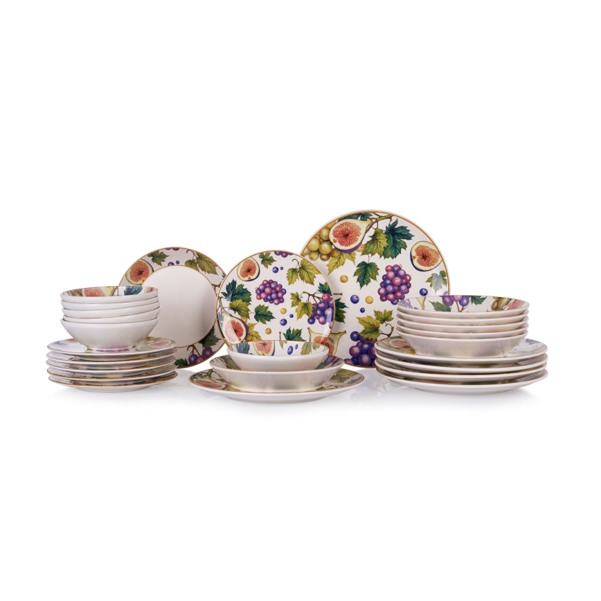 Ensemble de vaisselle 24 pièces, multicolore, en céramique