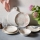Ensemble de vaisselle 24 pièces, rose/beige, en porcelaine