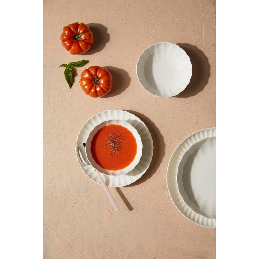 Ensemble de vaisselle 27 pièces, blanc en porcelaine