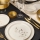 Ensemble de vaisselle 27 pièces en porcelaine, blanc et doré