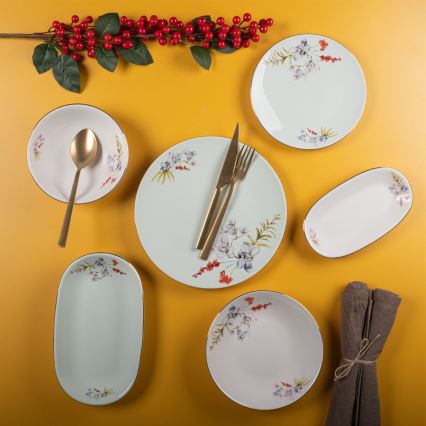 Ensemble de vaisselle 29 pièces multicolore en porcelaine