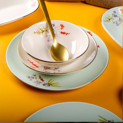 Ensemble de vaisselle 29 pièces multicolore en porcelaine