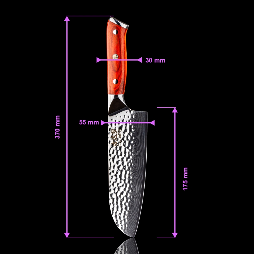 Gudaro - Lot de 5 couteaux de cuisine en acier damassé MIYABI + bloc pour couteaux et ciseaux à volaille
