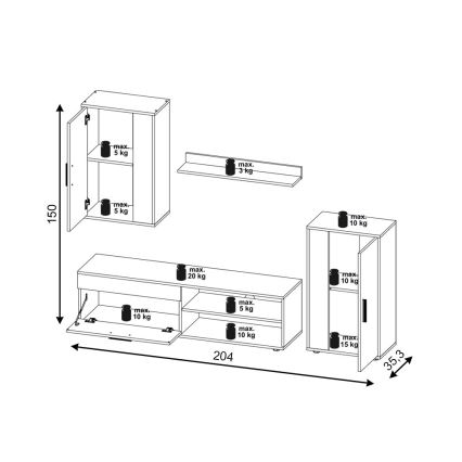 Ensemble mural BRICK blanc/noir