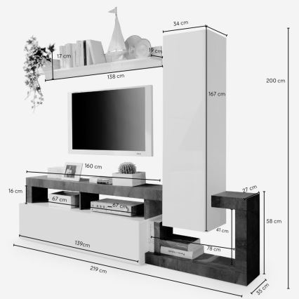 Ensemble mural LENOR blanc/marron