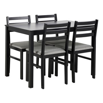 ENSEMBLE table à manger + 4 chaises EMILY noires
