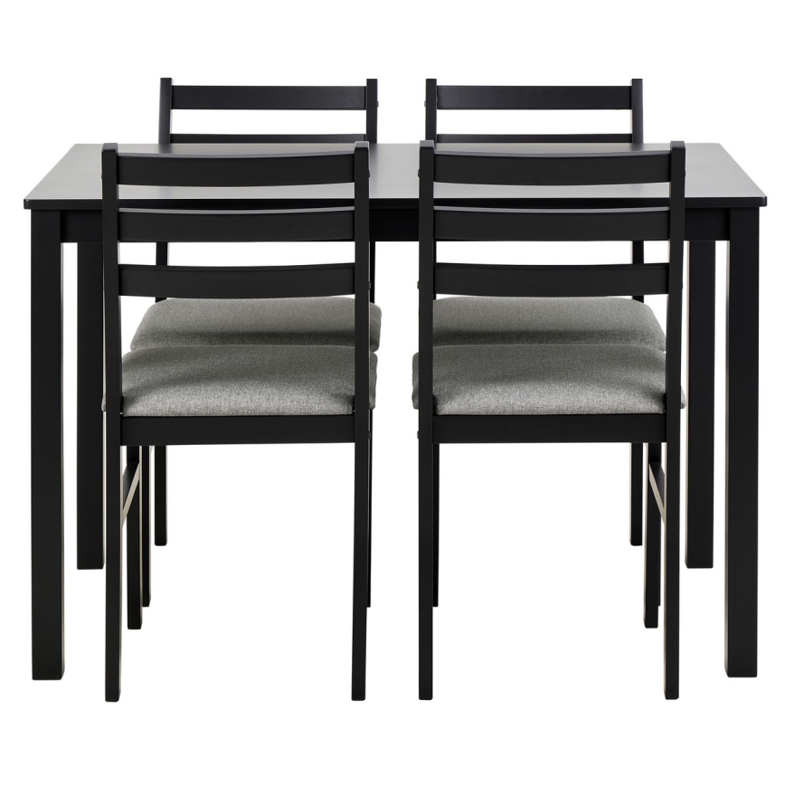 ENSEMBLE table à manger + 4 chaises EMILY noires
