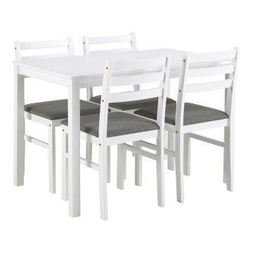 ENSEMBLE table à manger + 4x chaises EMILY, blanc