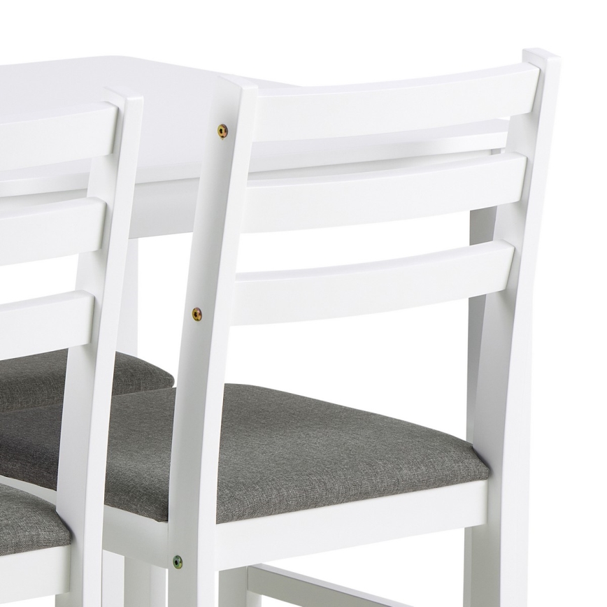 Ensemble table à manger EMILY comprenant une table et 4 chaises, coloris blanc