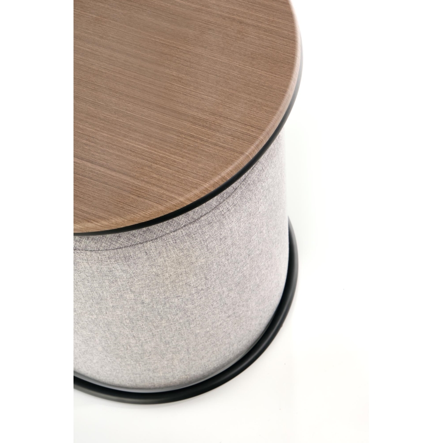 Ensemble table basse NILDO 90 x 45 cm + 2 tabourets marron/gris