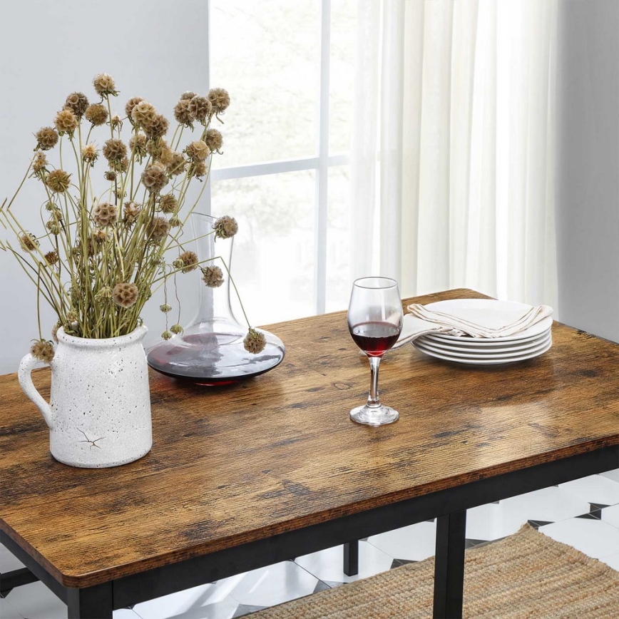 Ensemble table de bar et 2 bancs TREVOR marron/noir