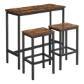 Ensemble table de bar et 2 tabourets BARTIS, marron/noir