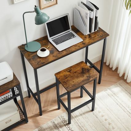 Ensemble table de bar et 2 tabourets BARTIS, marron/noir