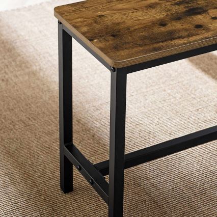 ENSEMBLE Table haute 110x70 cm + 2x bancs 97x30 cm TREVOR marron/noir