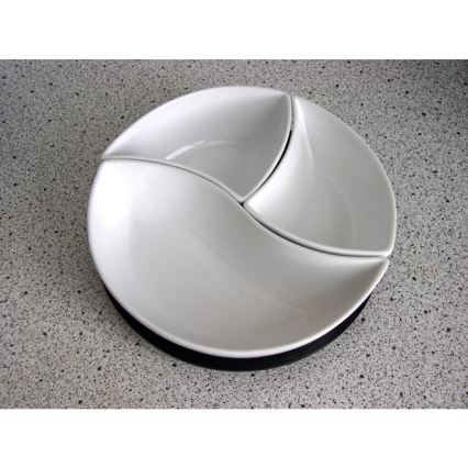 Ensemble TORO de 3 bols avec plateau en céramique et bois