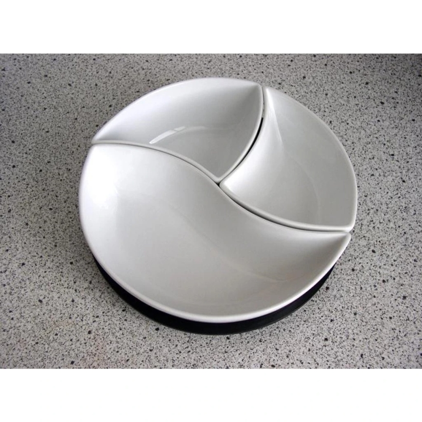 Ensemble TORO de 3 bols avec plateau en céramique et bois