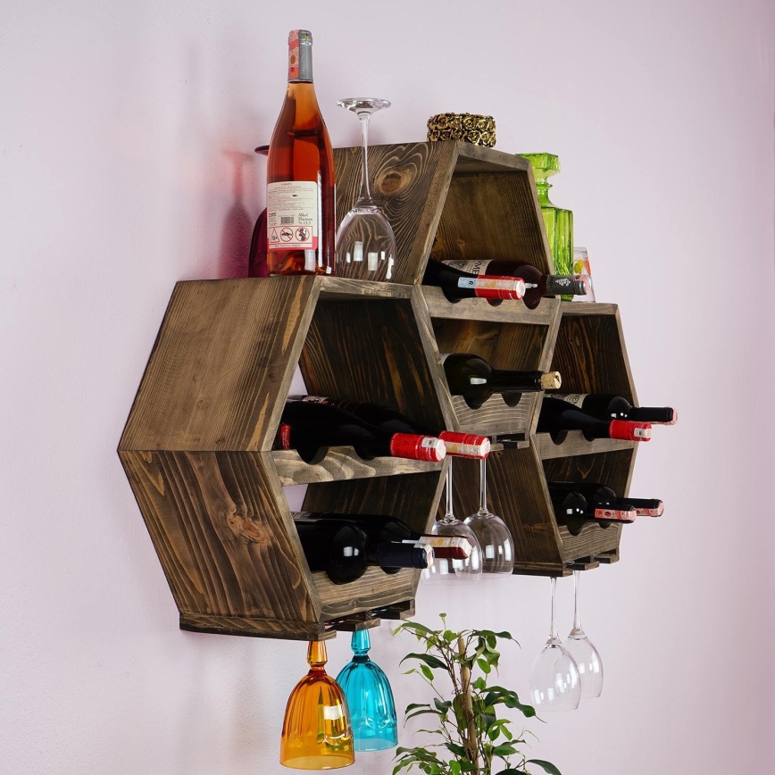 Étagère à vin murale 46x42 cm épicéa bois/métal