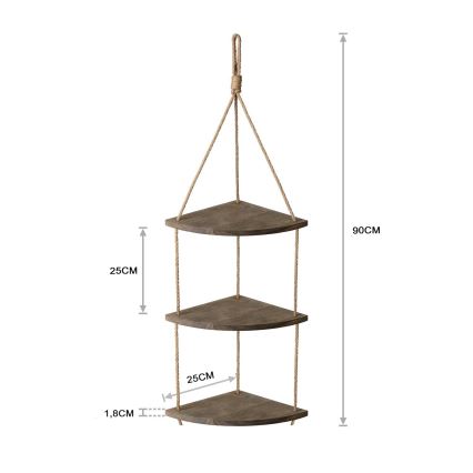 Etagère d'angle suspendue 90x25 cm marron