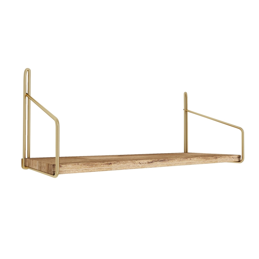Étagère murale 45x16 cm chêne/doré