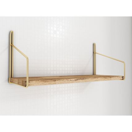 Étagère murale 45x16 cm chêne/doré