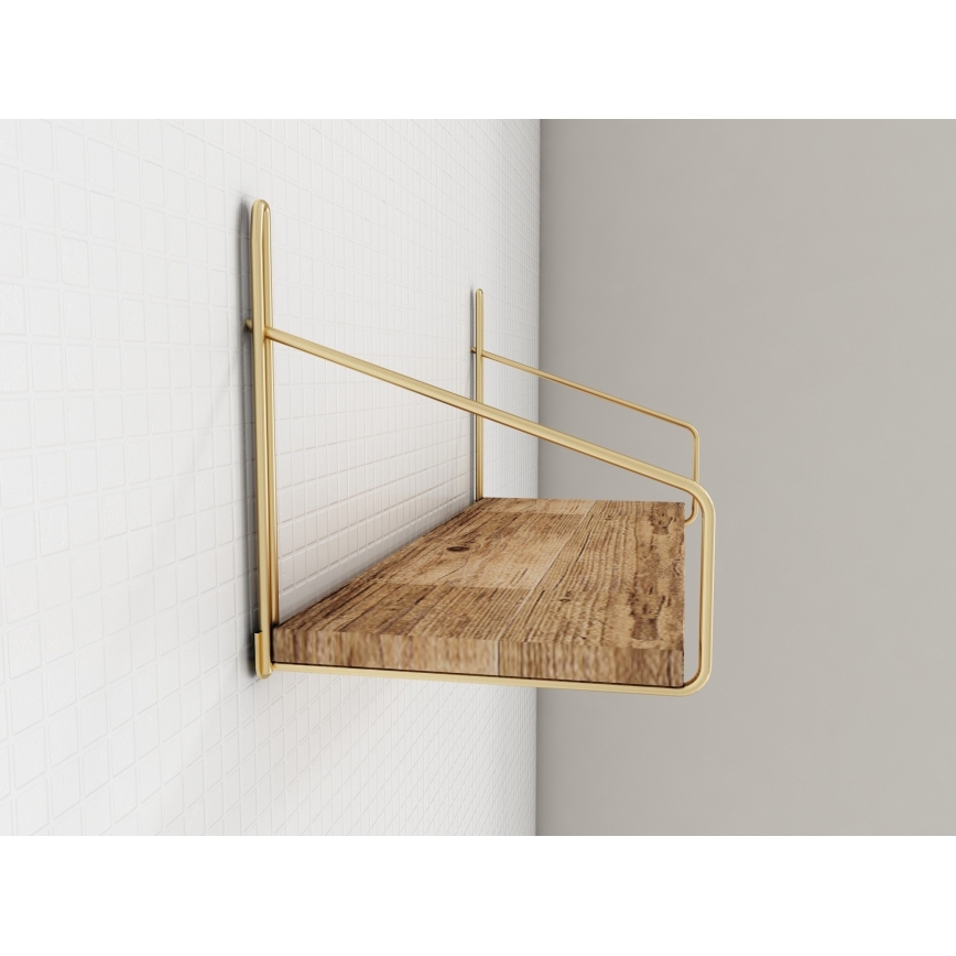 Étagère murale 45x16 cm chêne/doré
