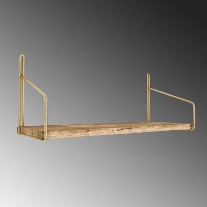 Étagère murale 45x16 cm chêne/doré