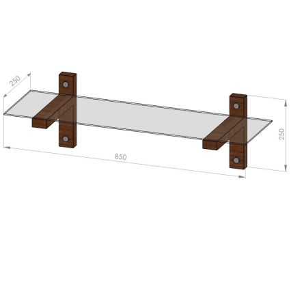 Étagère murale 85x25 cm pin/transparent