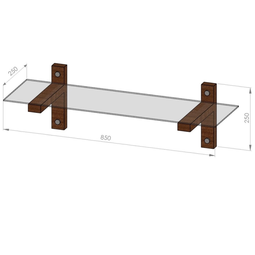 Étagère murale 85x25 cm pin/transparent