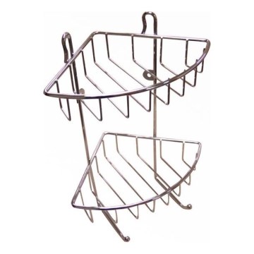 Étagère murale à deux niveaux pour douche 22,5x30 cm chrome brillant