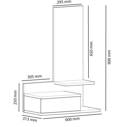 Étagère murale avec un miroir ROZELLA 90x60 cm beige/anthracite