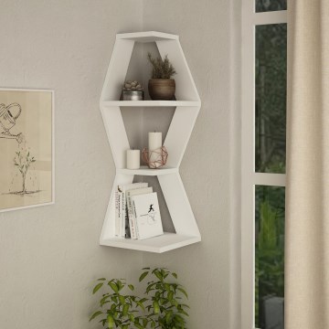 Étagère murale d'angle SABLOR 86x30 cm blanche