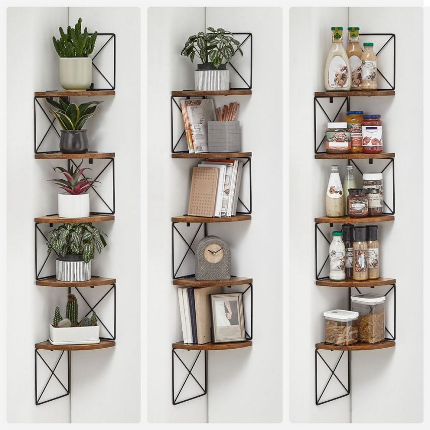 Étagère murale d'angle SNAKE marron/noir