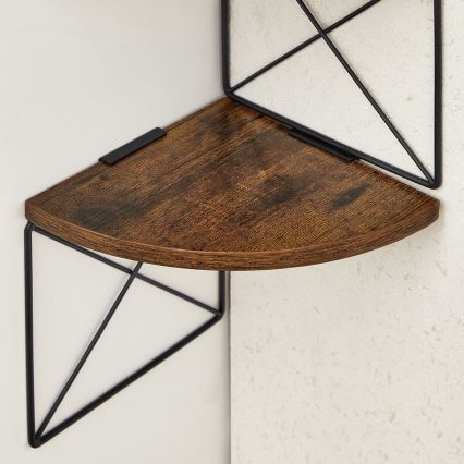 Étagère murale d'angle SNAKE marron/noir