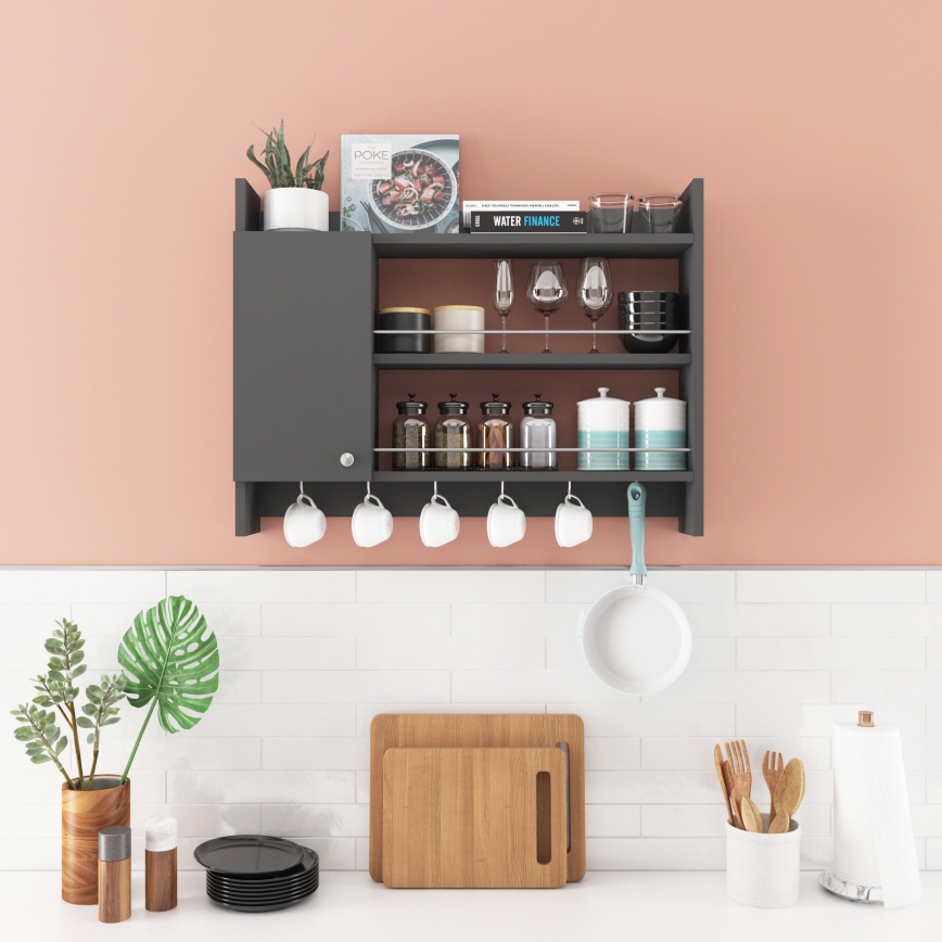 Etagère murale de cuisine KNERR 65x85 cm anthracite
