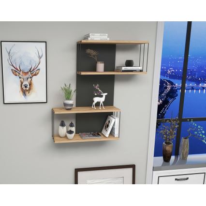 Étagère murale DESTAN 65x96x19 cm anthracite/marron