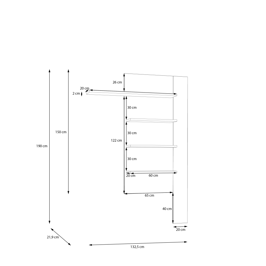 Étagère murale INAR chêne/marron