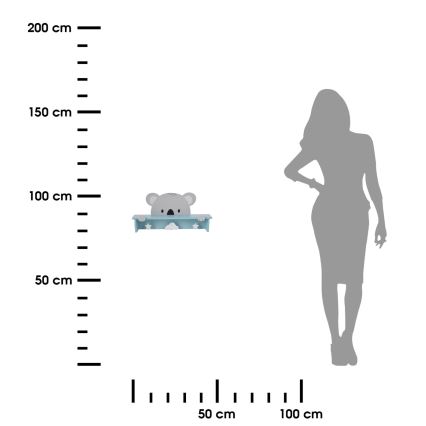 Étagère murale pour enfants avec patères koala/bleu
